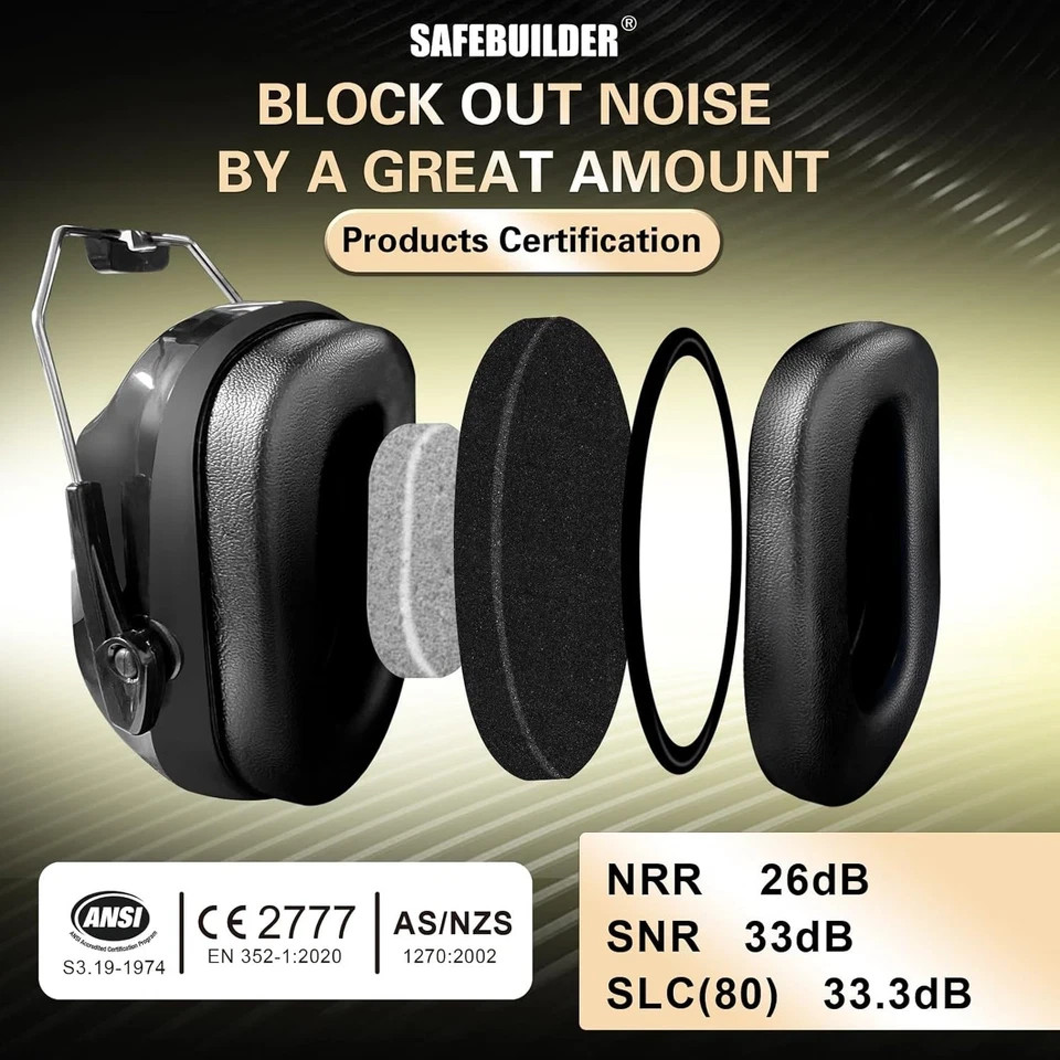 Noise Reduction Ear Muffs 33dB Adjustable Safety Hearing Protect. Shooting Work