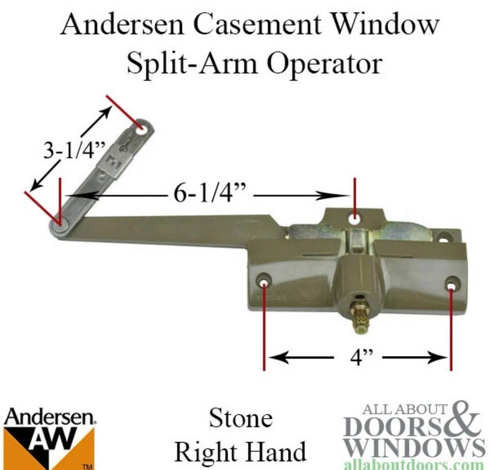 Andersen RH Split Arm Casement Window Operator 1983-1995 Stone 1359638