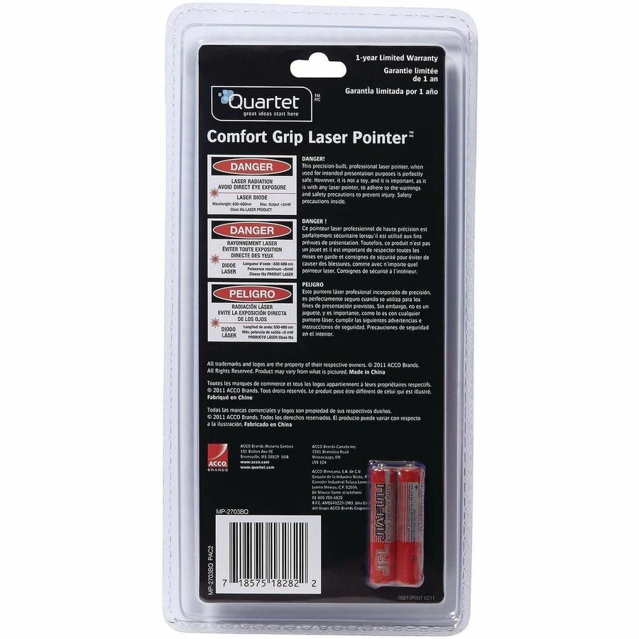 Quartet Classic Comfort Laser Pointer - 1500 Ft Maximum Projection (MP2703BQ)