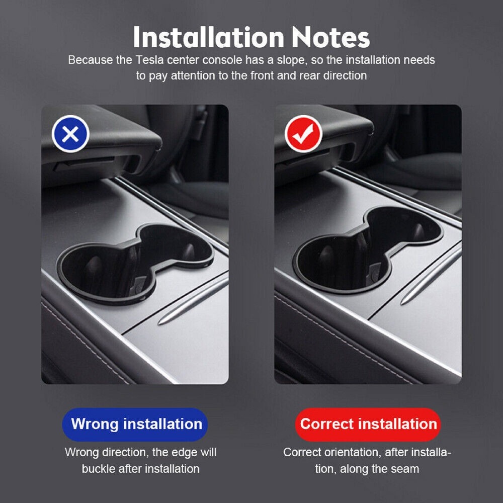 Waterproof Console Cup Holder Insert Double Hole Holder For Tesla Model 3 / Y