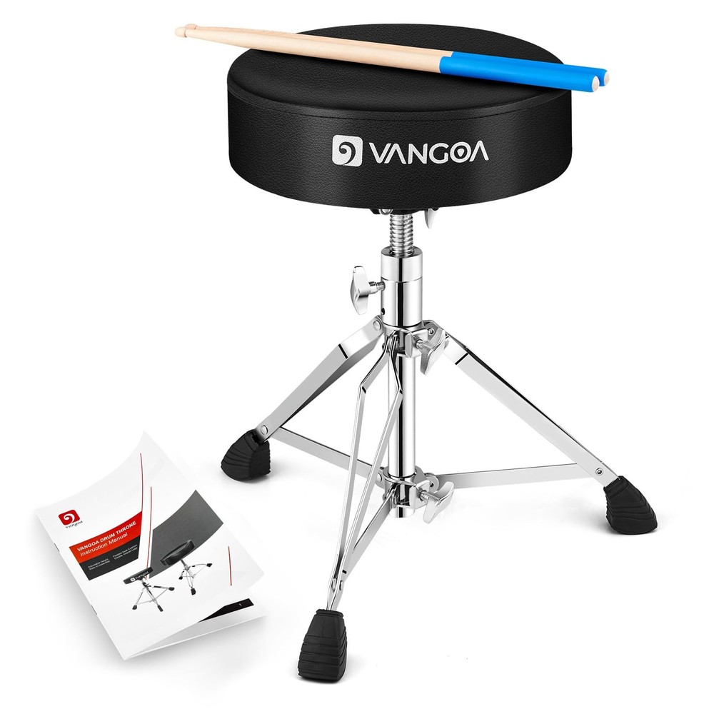 Adjustable Drum Throne Stool Double Braced with Drumsticks