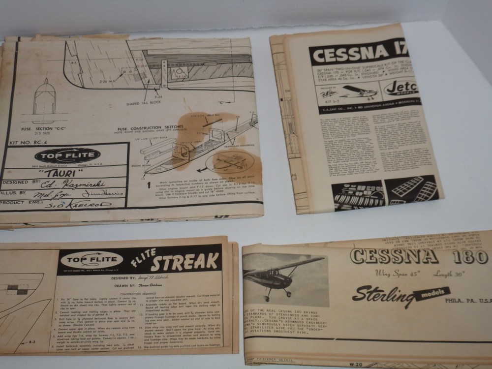 LARGE VINTAGE U-CONTROL - R/C PLANS - INSTRUCTIONS