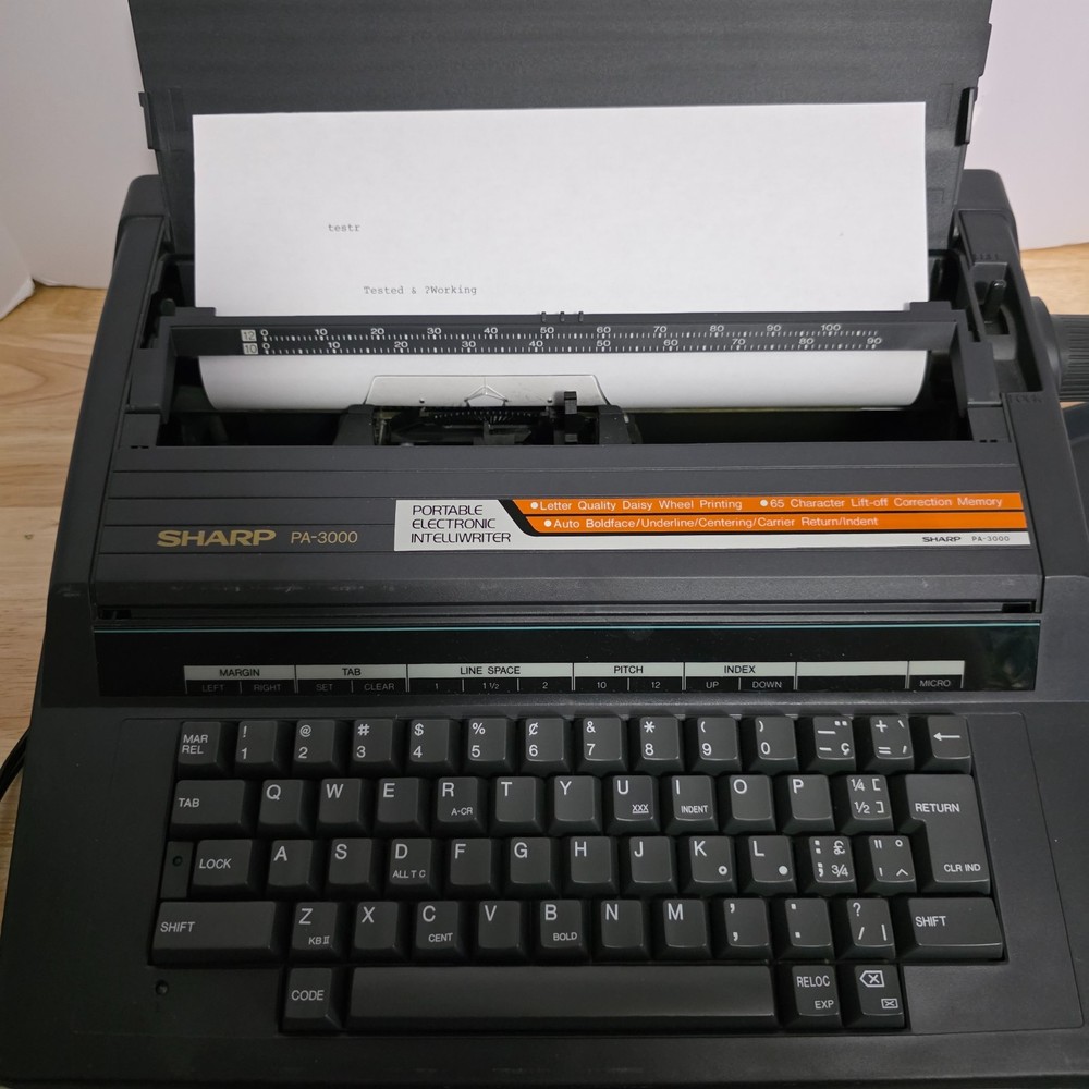 Sharp PA-3000 Electric Typewriter Tested Working Portable Intelliwriter
