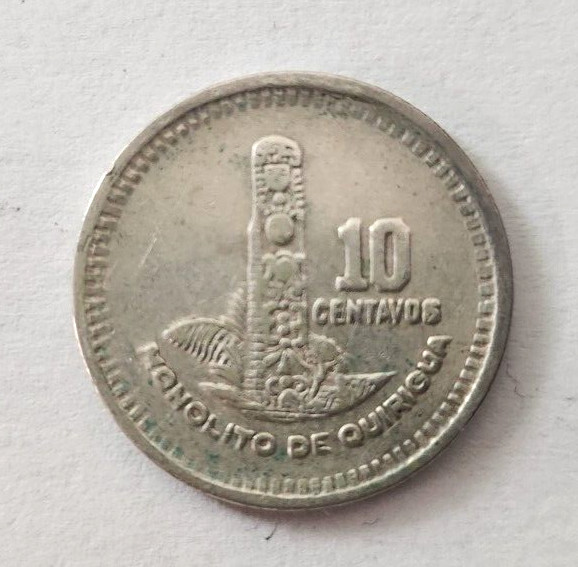 1958 Guatemala 10 Centavos Silver coin
