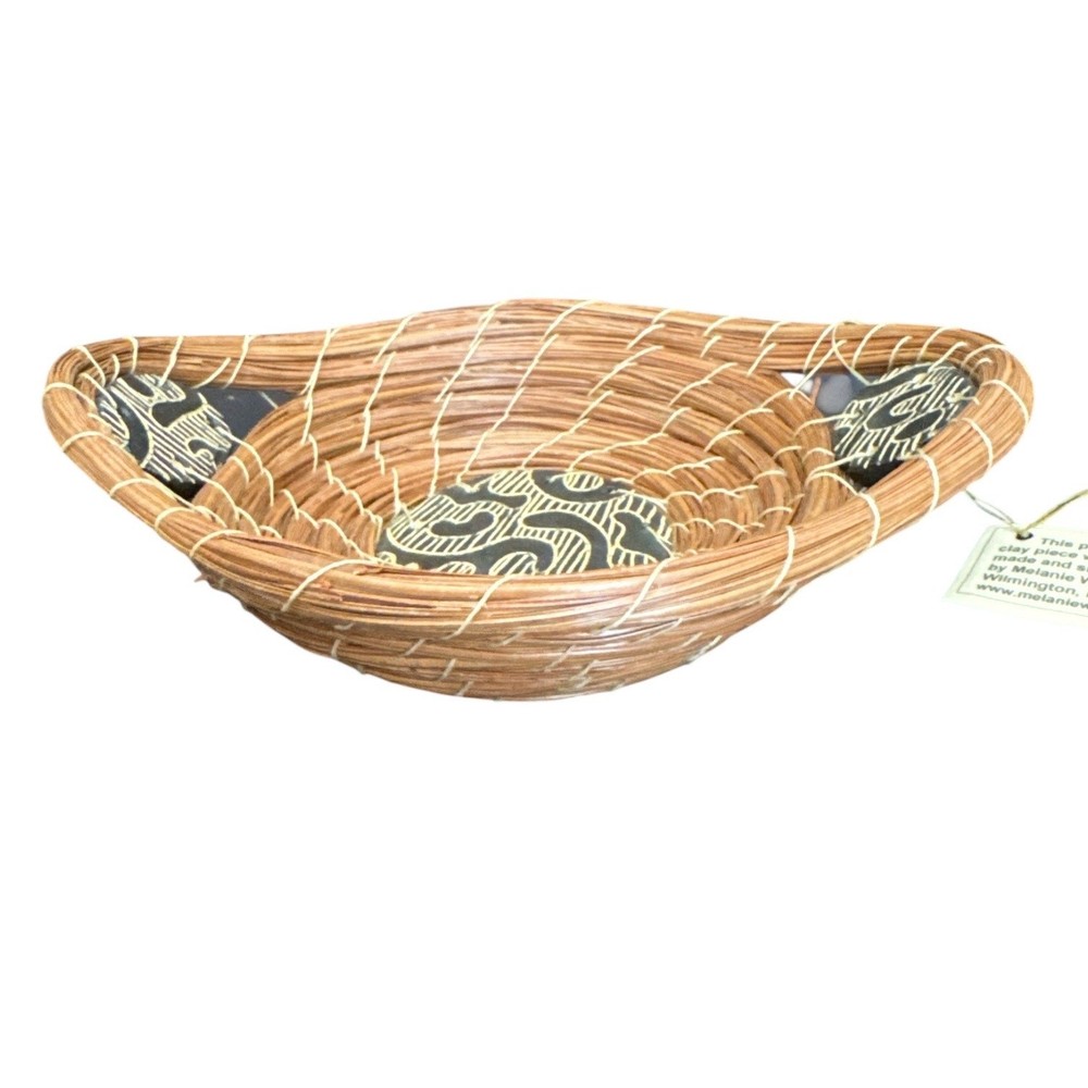 Hand Made Decorative Pine Needle Basket Tile Inserts by Melanie Walter