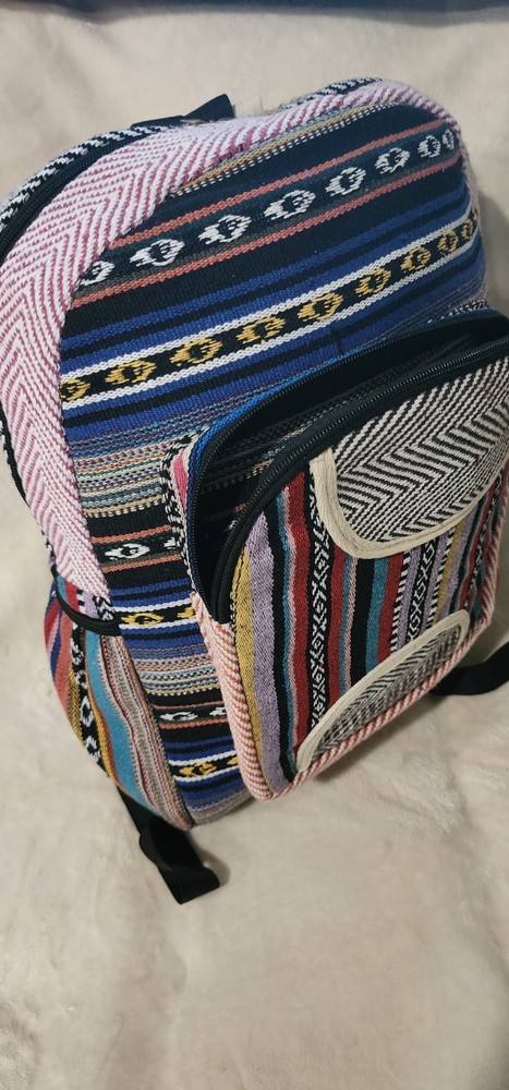 Boho Hemp Backpack | Handmade Large Himalayan Rucksack – Eco Hiking Daypack