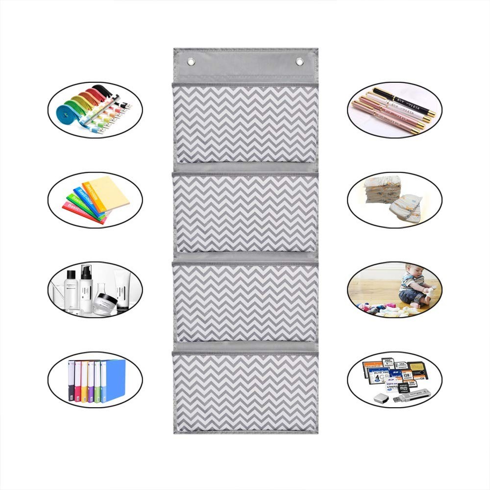 Eamay Wall Mount/Over Door File Hanging Storage 4 Pocket - Wave Pattern