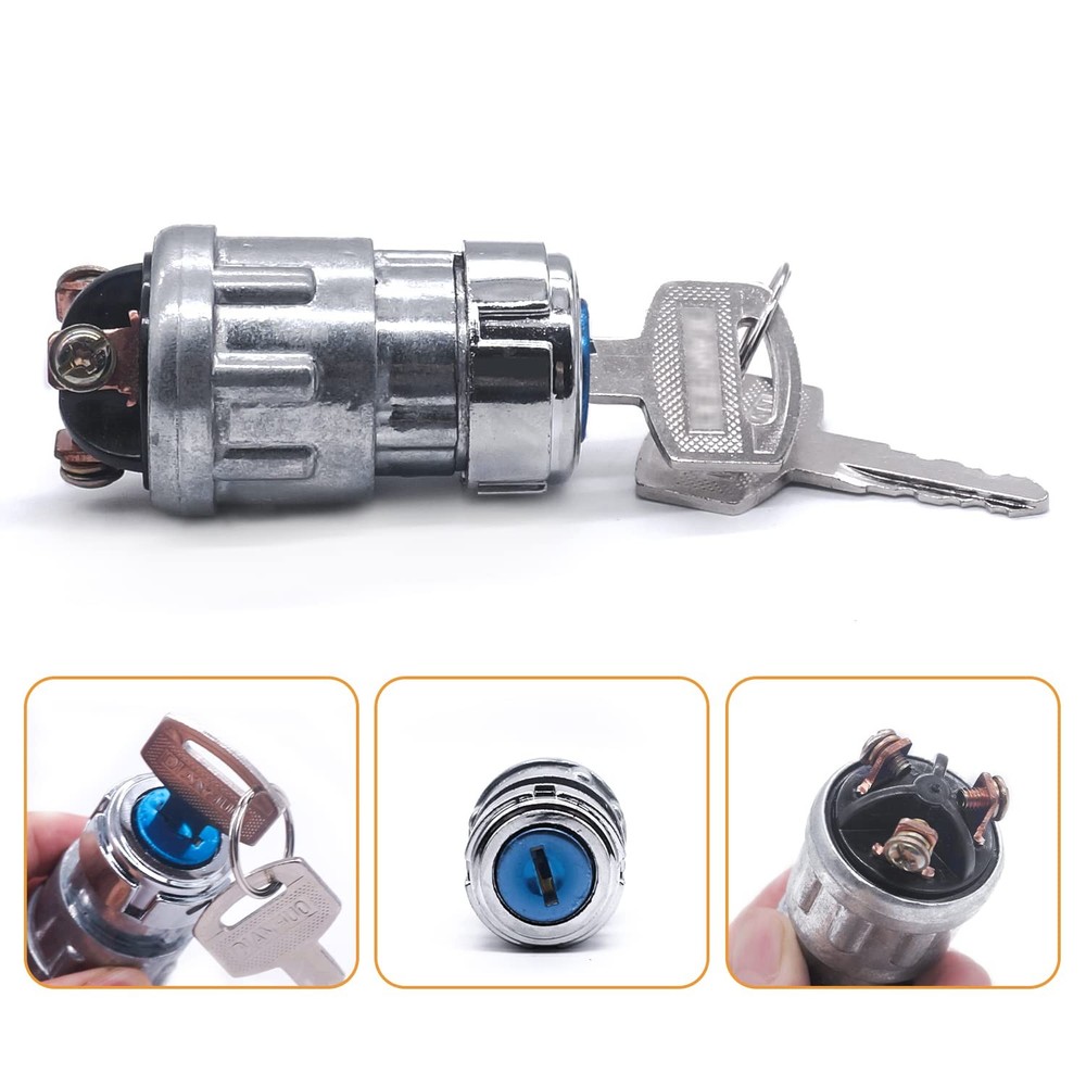3 Wires Ignition Switch with Key 12V Universal Engine Starter Key Switch Off/...