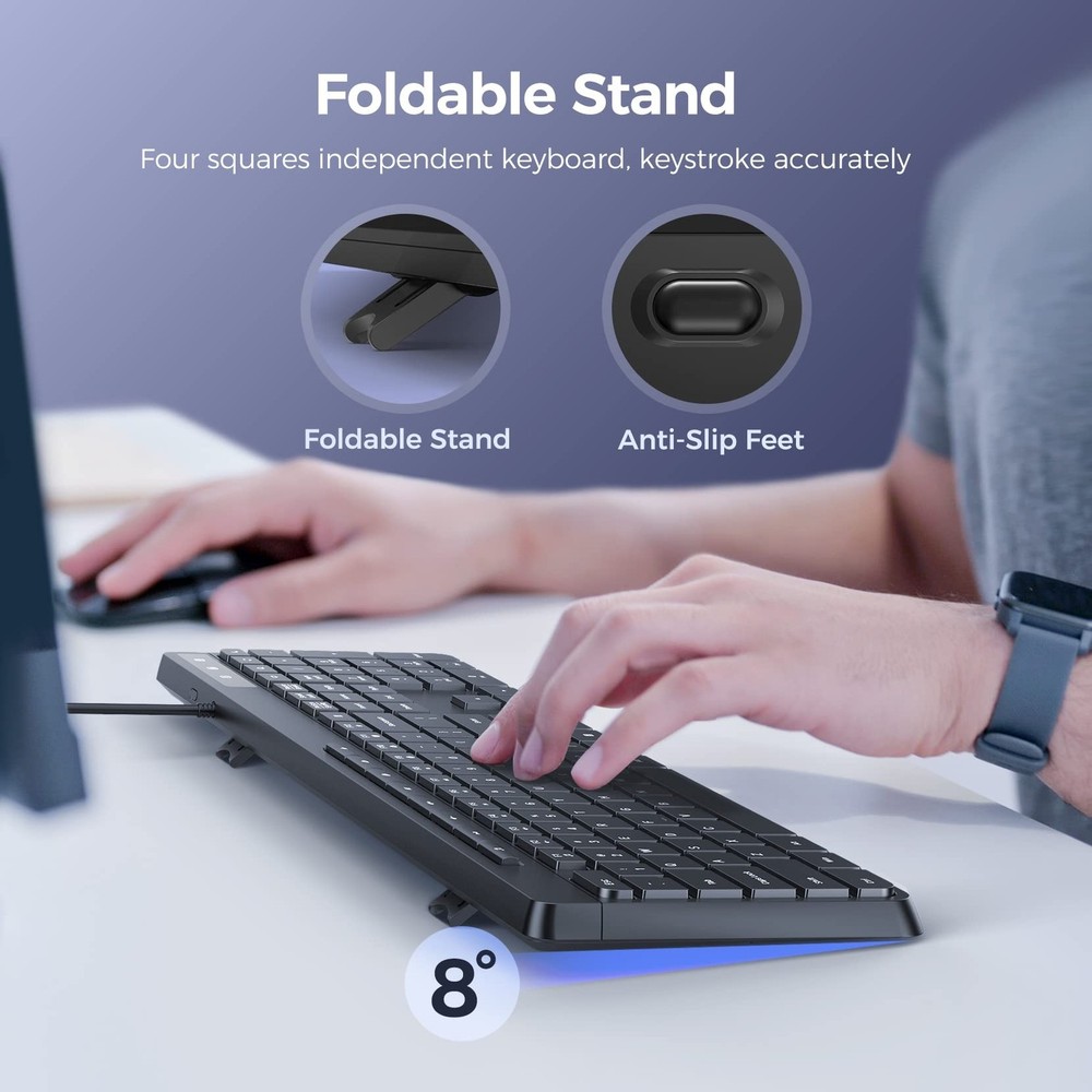 Wired Keyboard,Quiet Keyboard, Multimedia USB Computer Keyboard, Silent Keybo...