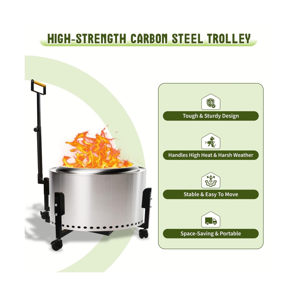 FEBTECH - 29.5" Portable Firepit Trolley Stand with Telescopic Handle – Fi