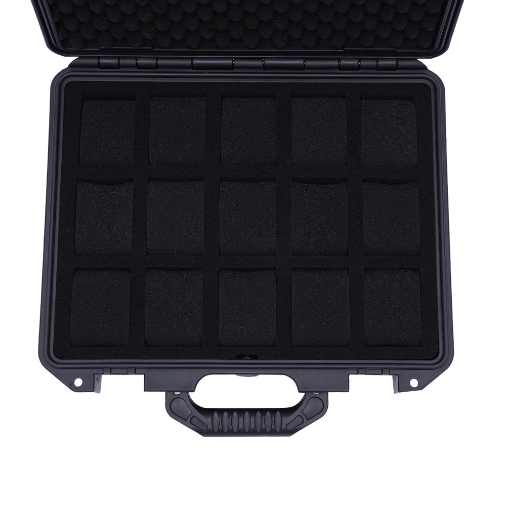 Waterproof Plastic Suitcase Display Storage Case 15 Slots Watch Storage Box Case