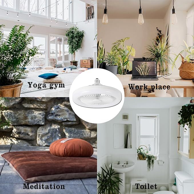 E27 Socket Light With Remote, Ceiling Fan Adjustable Smart LED Fan 3 Windshields