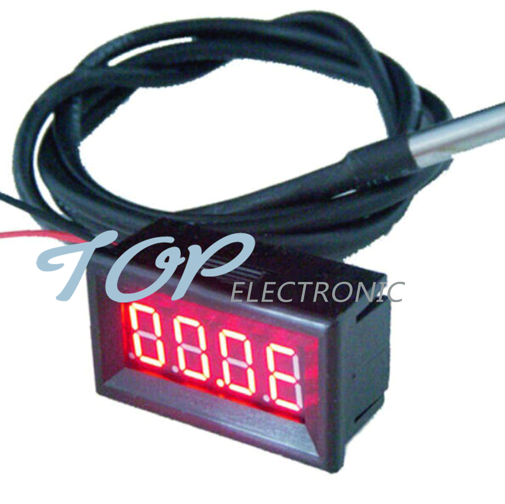 Red LED Digital Car Temperature Meter Thermometer DS18B20 Sensor -55-125°C