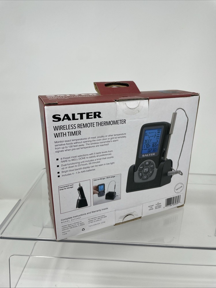 NEW SALTER Wireless Remote Thermometer with Timer