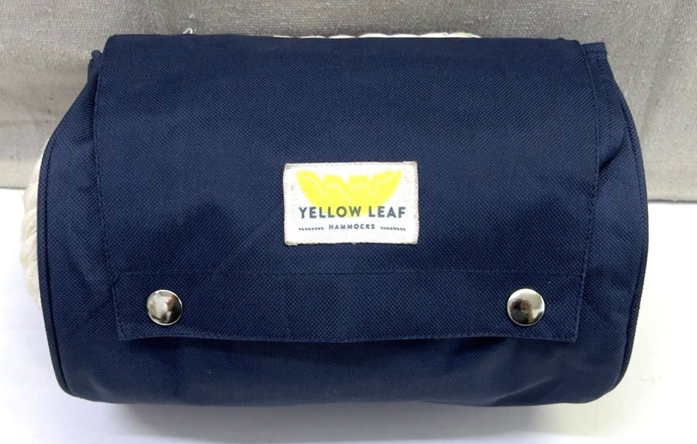 Yellow Leaf Classic Weave  Green & White Hammock In Travel Tote - Do Good Relax