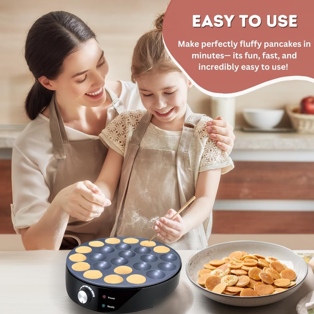 24PCS Mini Pancake Maker Machine, Nonstick Dutch Pancakes Griddle, Adjustable...