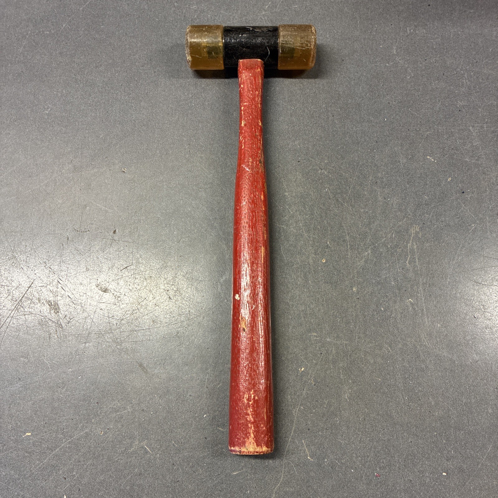 Vintage Stanley No 594 Plastic Double Soft Faced Hammer Mallet 10.5" Wood Handle