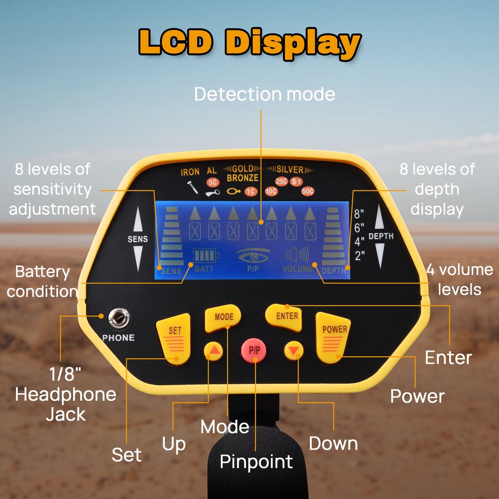 MD-3010II Metal Detector Digger LCD Display Deep Sensitive Light Hunter Coil