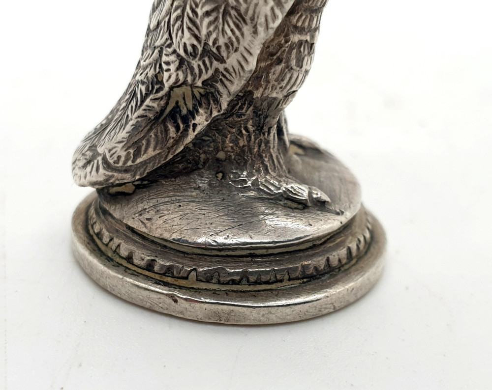 Spanish 915 Solid Silver Owl Wax Seal Stamp Not Engraved