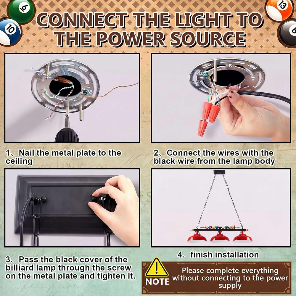Adjustable Pool Table Lights for 7'-8' Billiard Light Hanging Pool Table Fixture