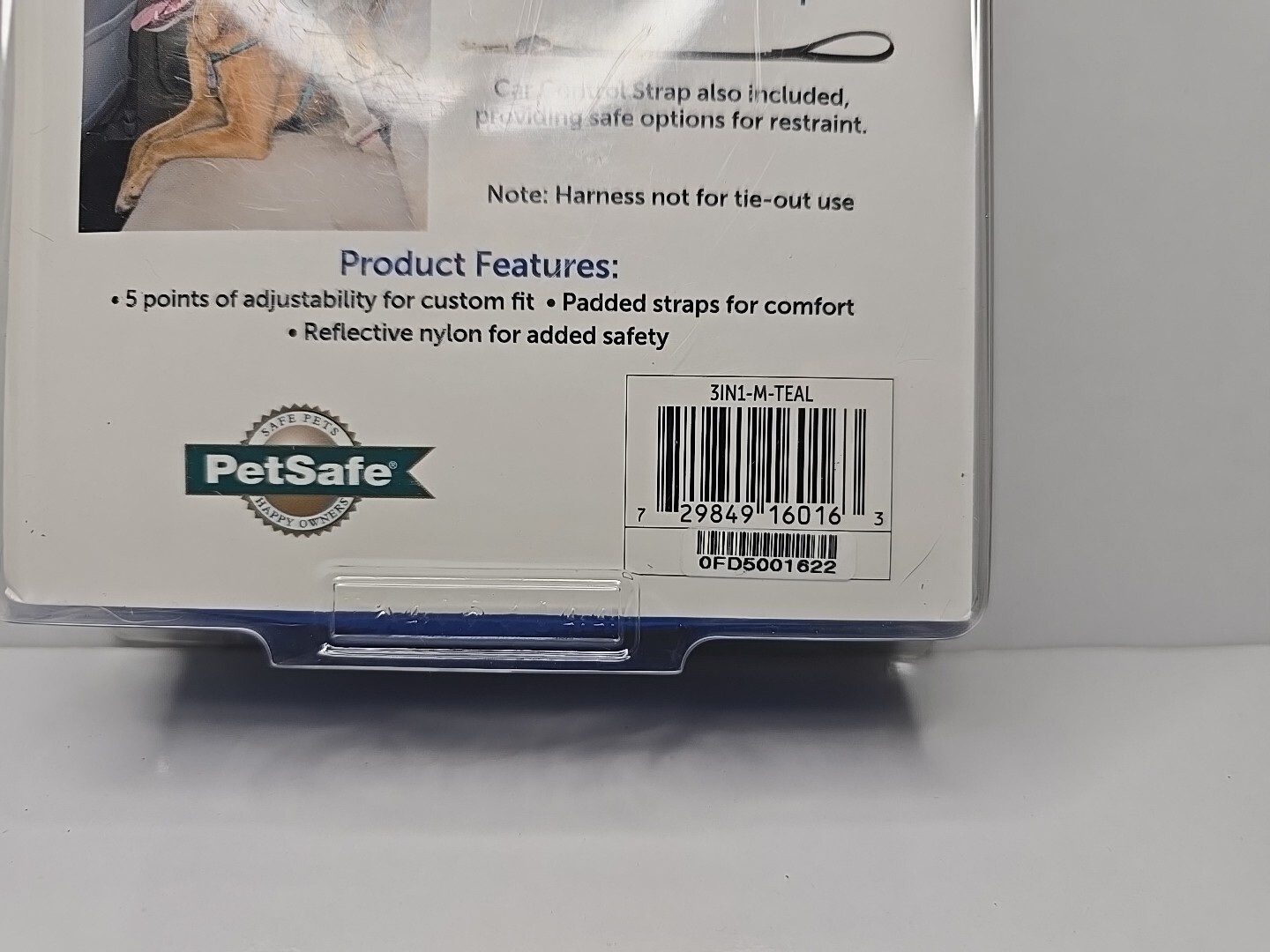 PetSafe 3 in 1 Dog Harness-MEDIUM-Teal-No Pull Design-Car Restraint-Reflective