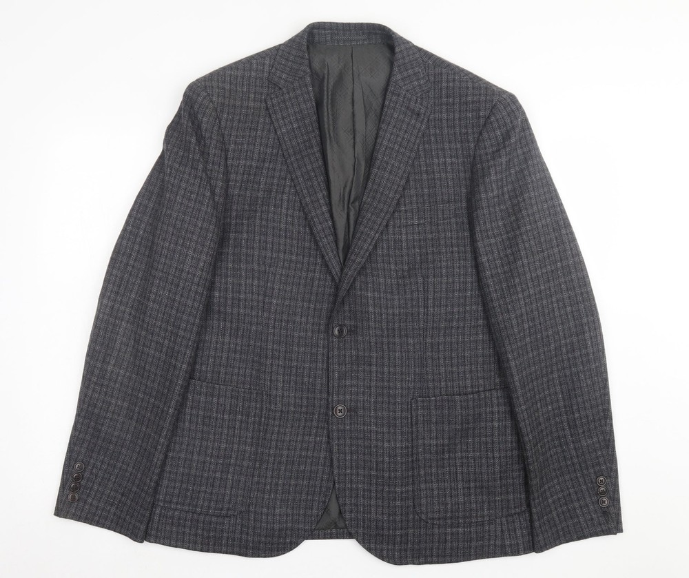 NEXT Mens Grey Plaid Wool Blend Suit Jacket Size 42