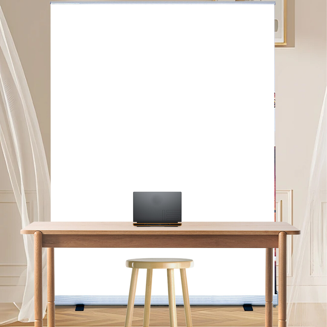 White Large Retractable Backdrop Stand for Video Photographi Streaming