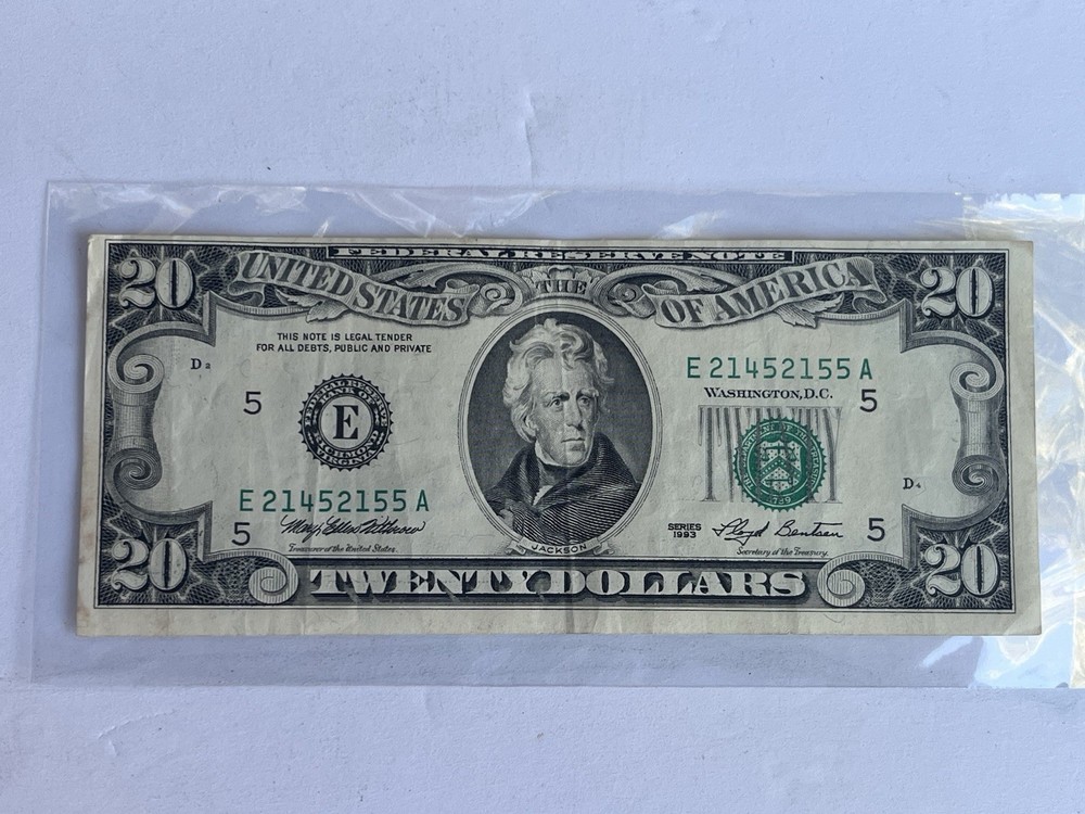 1993 Series $20 Dollar Bill Misaligned Error