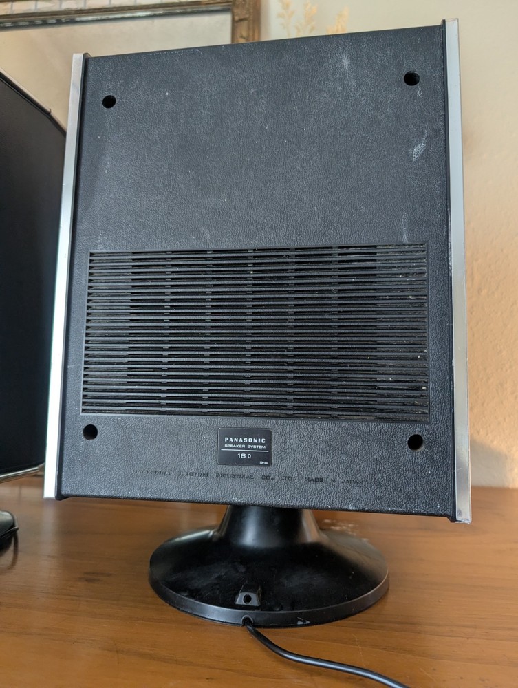 Retro Panasonic SGK-252 Speaker Pair Black & Chrome Space Age Bluetooth Japan