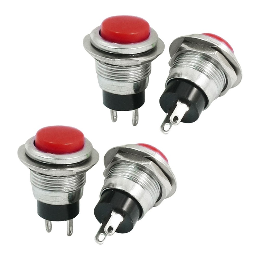 4PCS AC125V 6A 250V 3A Red SPST MOMENTARY Push Button Switch