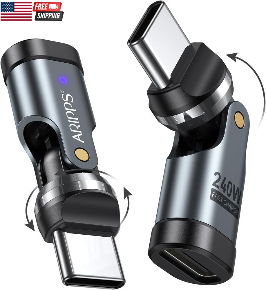 USB C Adapter [2-Pack], PD 240W USB C 90 Degree Adapter, USB Type C Right Angle