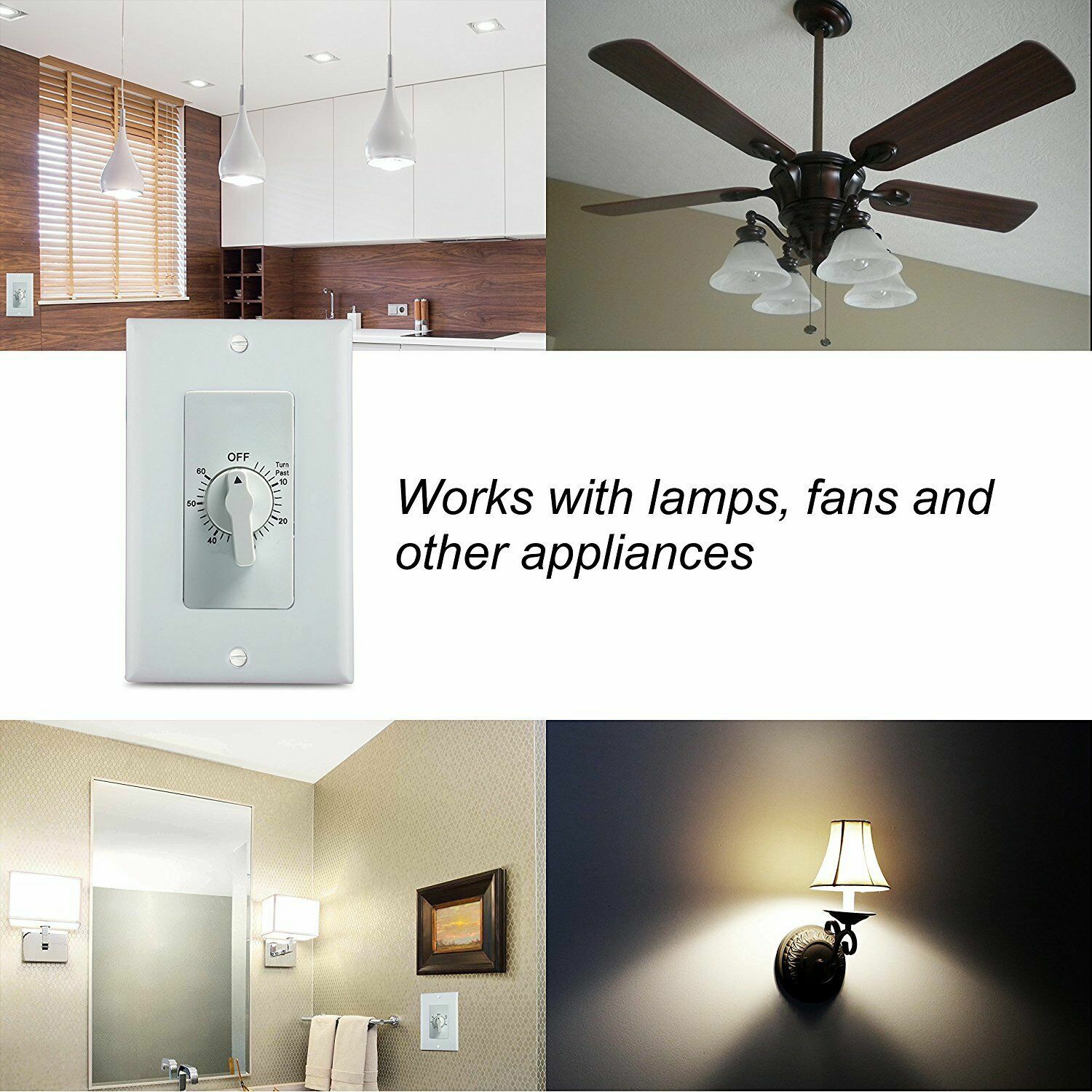 BN-LINK Heavy Duty 60-Minute In-Wall Spring Loaded Countdown Timer, Mechanical