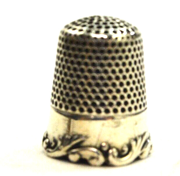 Antique Scroll Border Sterling Silver Size 7 Thimble