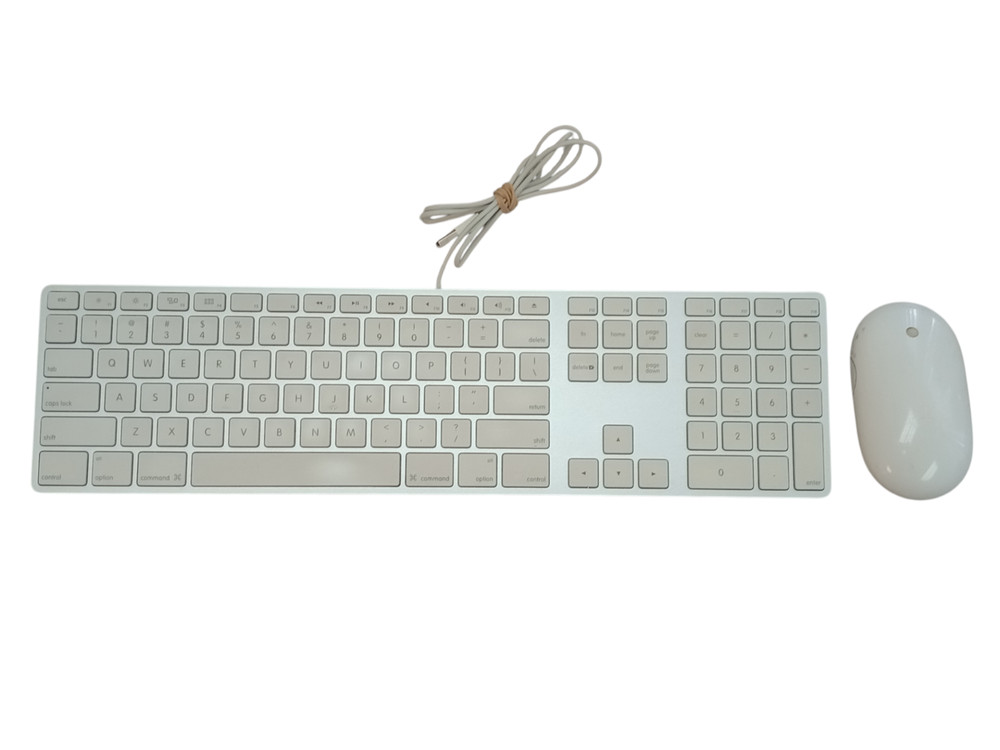 Apple A1243 USB Wired Keyboard w/Numpad+A1197 Bluetooth Wireless Mighty Mouse