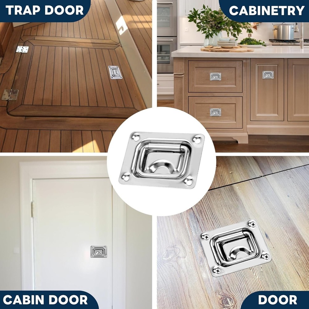 4X Boat Ring Hatch Latch Deck Hatch Handle Flush Mount Lifting Ring Pull Handle