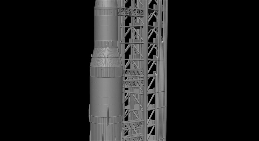 Saturn V Rocket and Launch Pad Apollo 3D model, file STL OBJ for 3D Printer