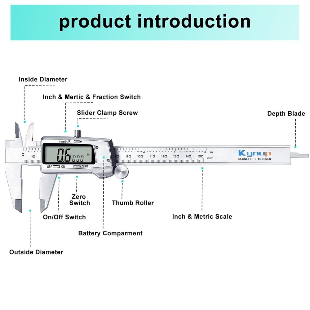 Versatile Caliper Measuring Tool - 6 Inch Digital Caliper with Auto Shutdown