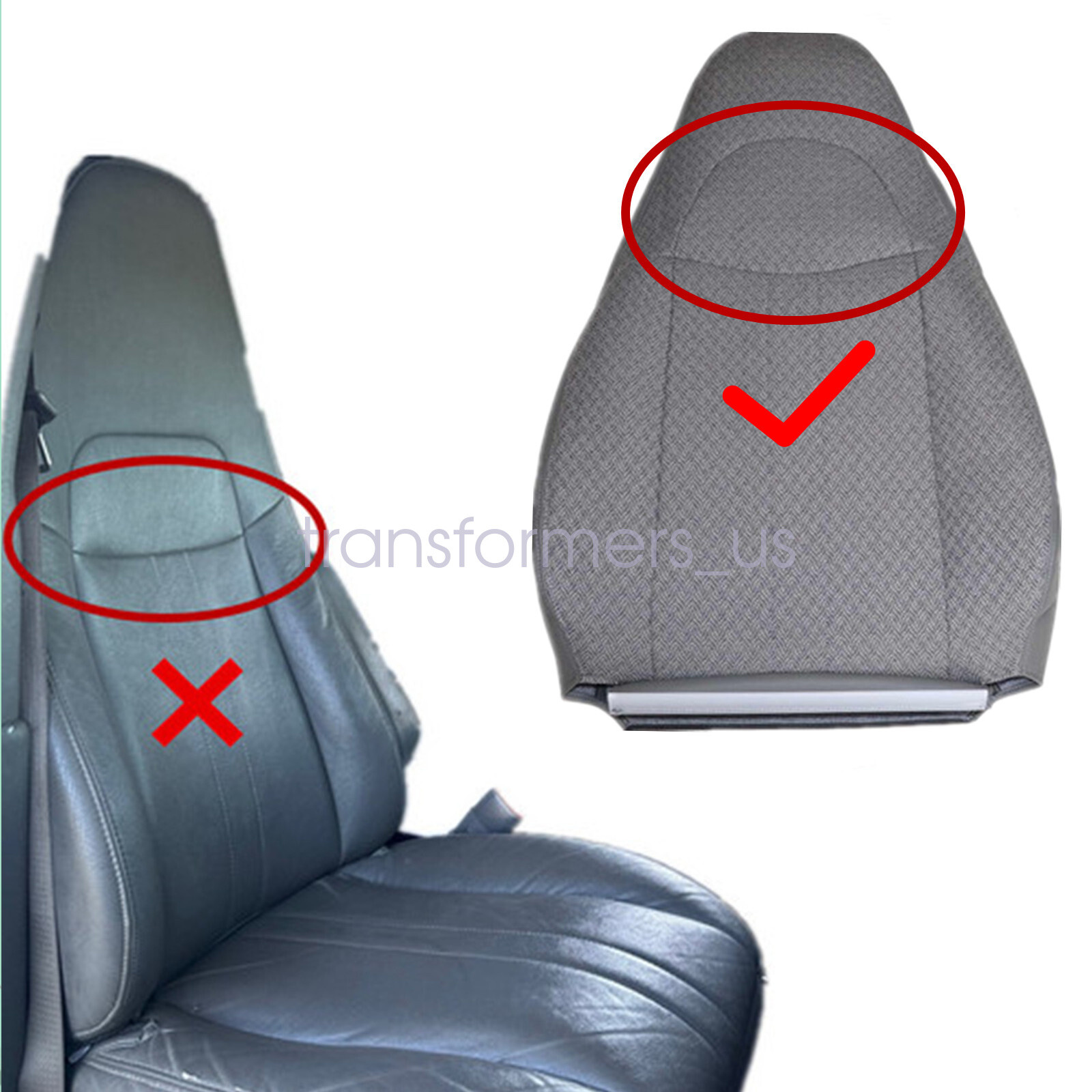 For 2003-2014 Chevy Express Driver & Passenger Cloth Seat Cover & Foam Cushion
