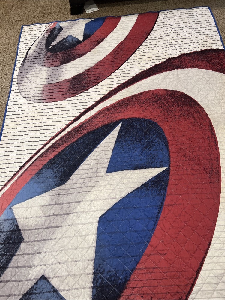 TWIN SIZE Comforter MARVEL Comics CAPTAIN AMERICA Quilted Super Hero Bedspread
