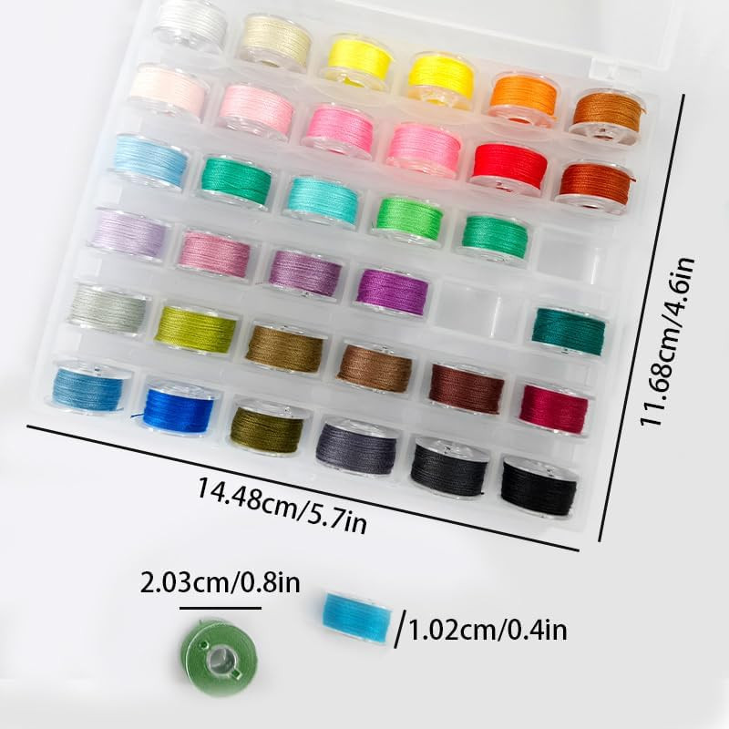 36 Pcs Bobbins and Sewing Threads Prewound Bobbin Thread with Clear Storage Case