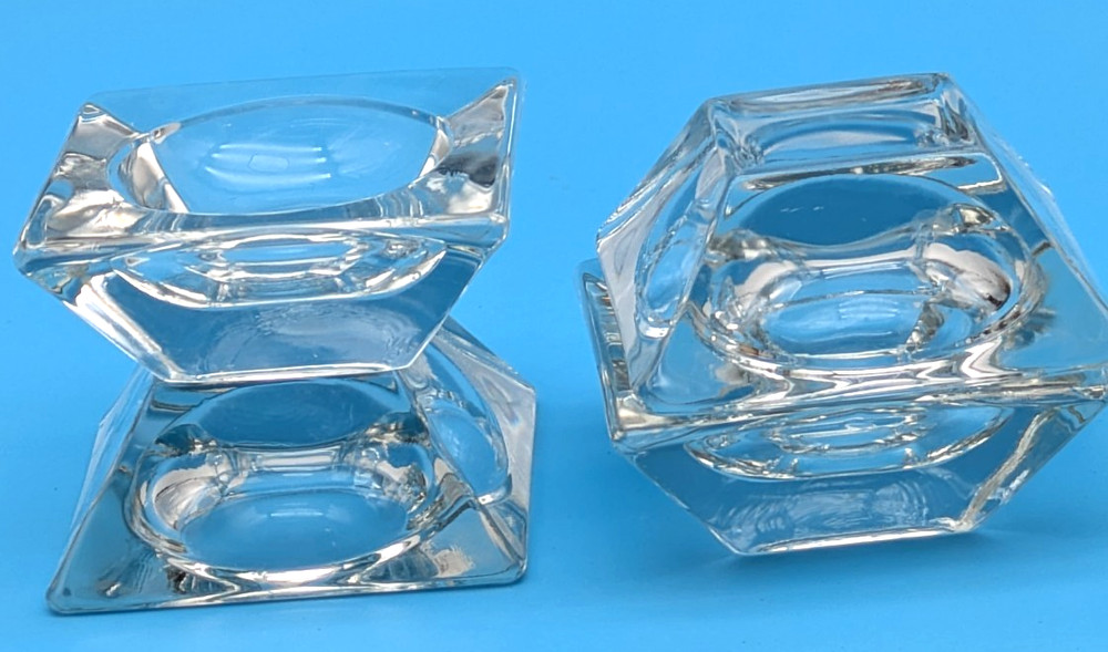 4 Square Thick Clear Crystal Open Salt Cellars