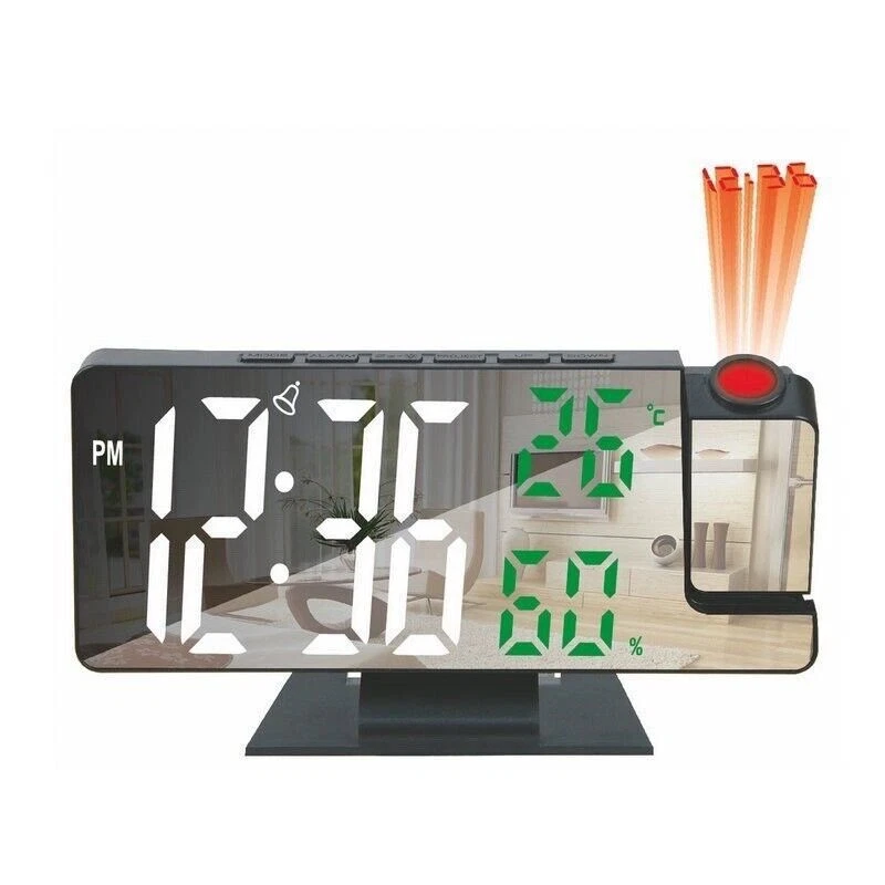 7.8" LED Projection Alarm Clock Digital Clock with 180° Projector Snooze Bedside