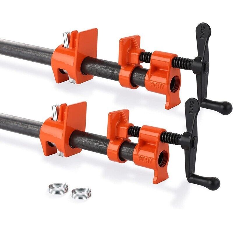 PONY 2-Pack 3/4 Inch Pipe Clamp Set 52 Wood Gluing Professional Steel Pipe Clamp