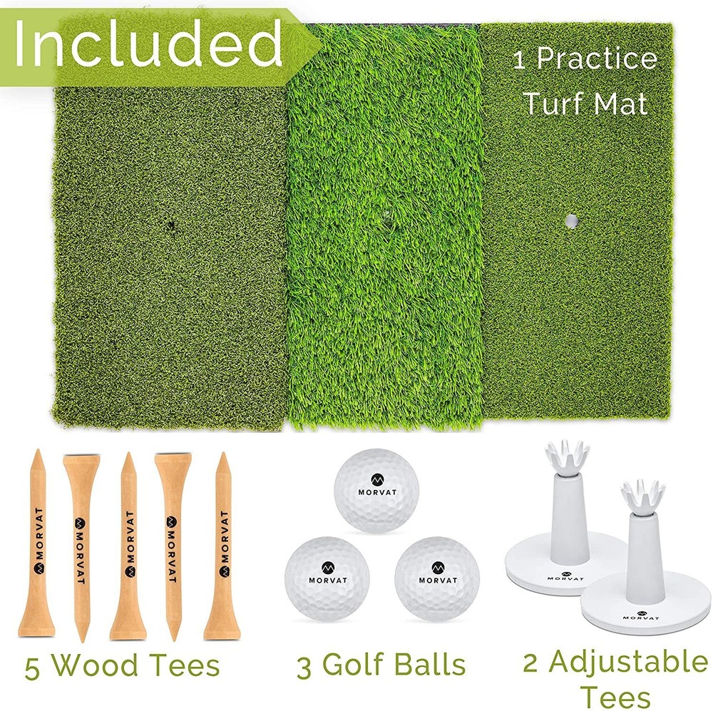 Morvat Portable Tri-Turf Putting and Hitting Mat Set