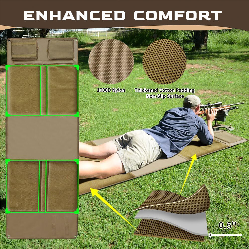 Heavy Duty Shooting Mat Tactical Prone Padded Roll Up Hunting Range Gear Large
