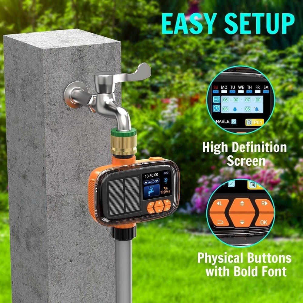 Solar Sprinkler Timer for Smart Hose Timer with Rain Delay/Manual/Automatic