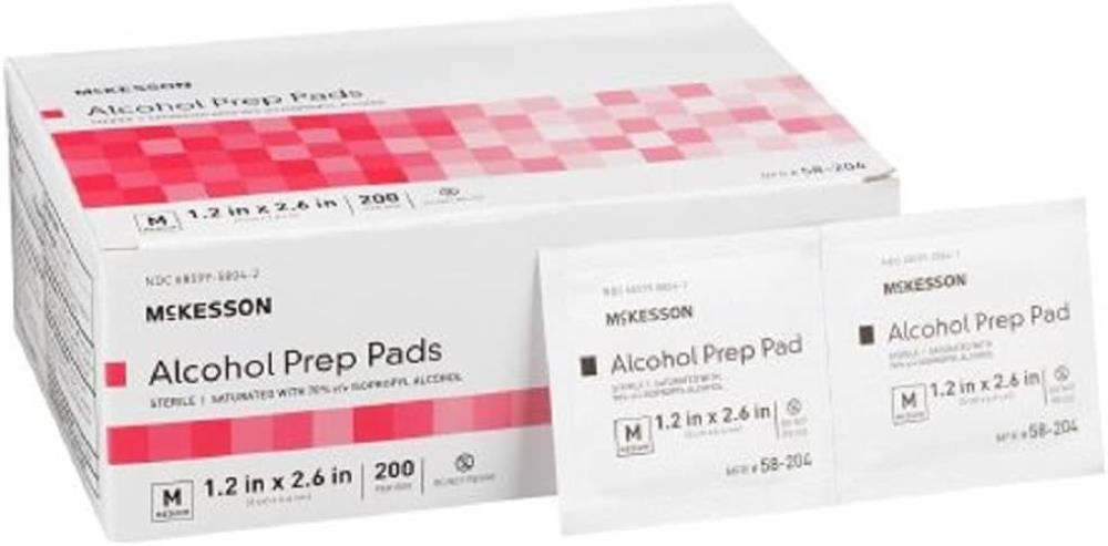 McKesson Alcohol Prep Pads, Sterile, Individual Packet, Medium, 200 Count