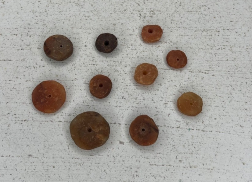 10 PCS Small Ancient Neolithic Stone Disc Beads Carnelian Agate