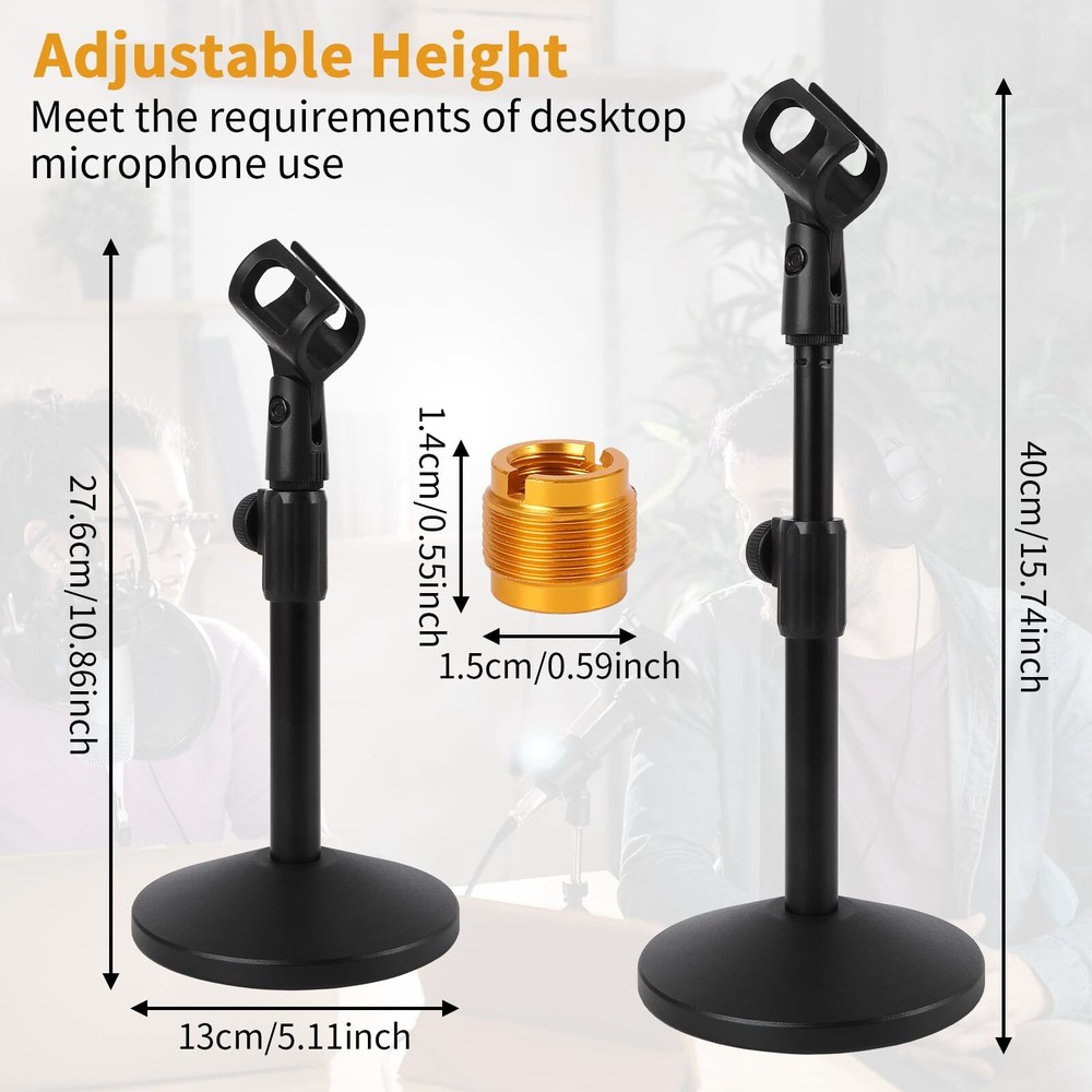 2 Sets Adjustable Desktop Mic Stand tabletop Mic Stand microphone desk stands...