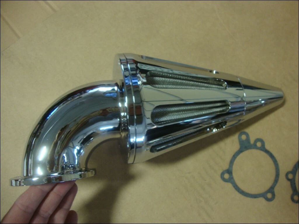 BIG DOG MOTORCYCLES OEM CHROME SPIKE AIR CLEANER w/ FILTER 117" 2005-2011 MODELS